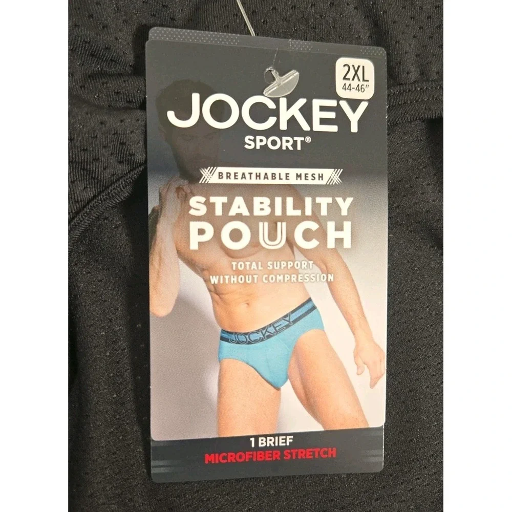 Jockey Sport Underwear 2XL Brief Stability Pouch Microfiber Black Lot of 2